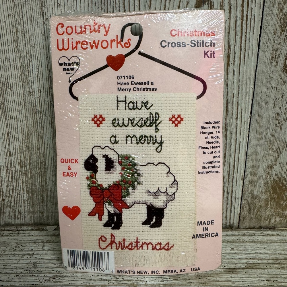 Country Wireworks Vintage Cross Stitch Kit - Have Eweself a Merry Christmas